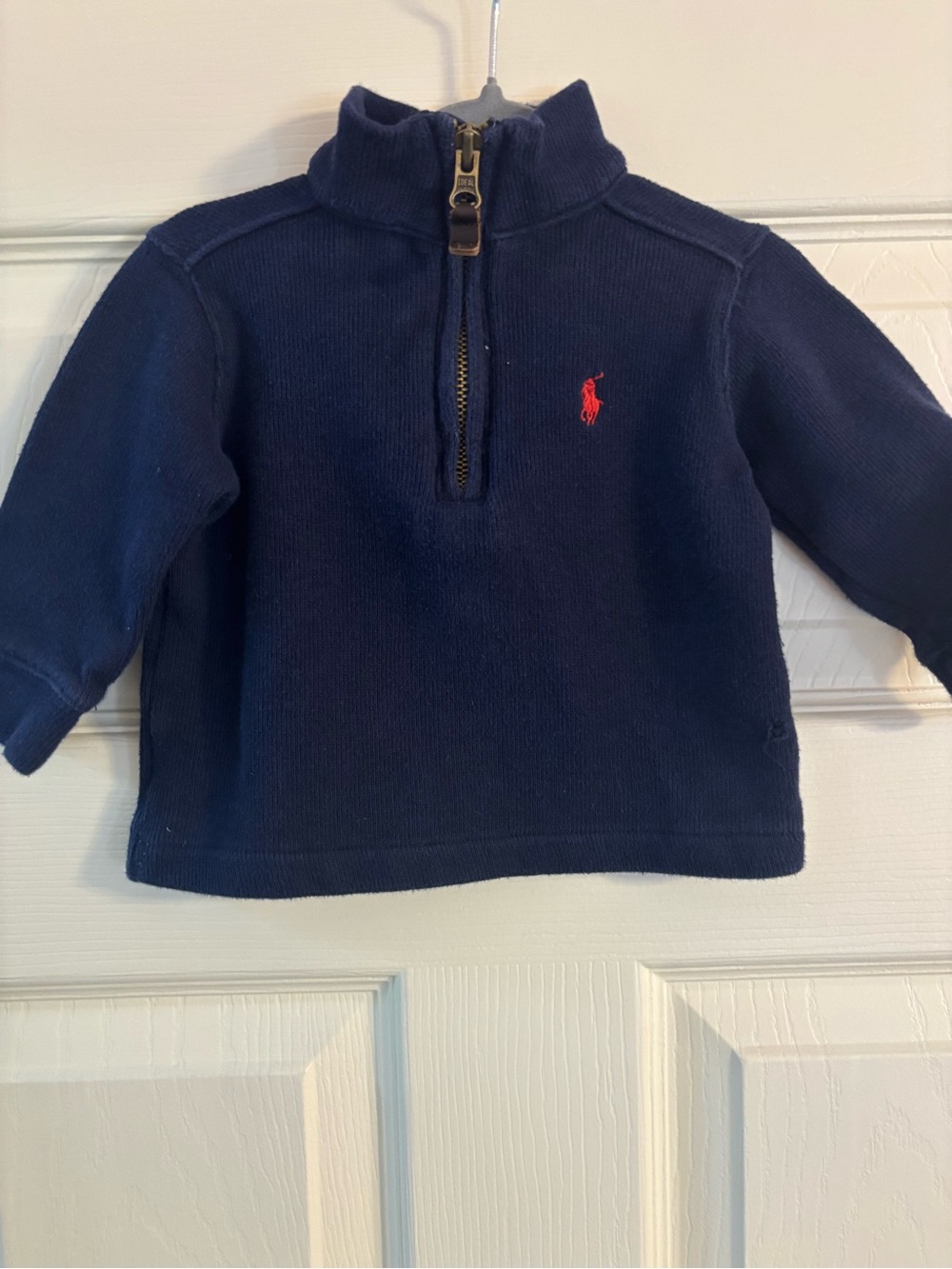 Ralph Lauren Navy Half-Zip Pullover with Red Pony